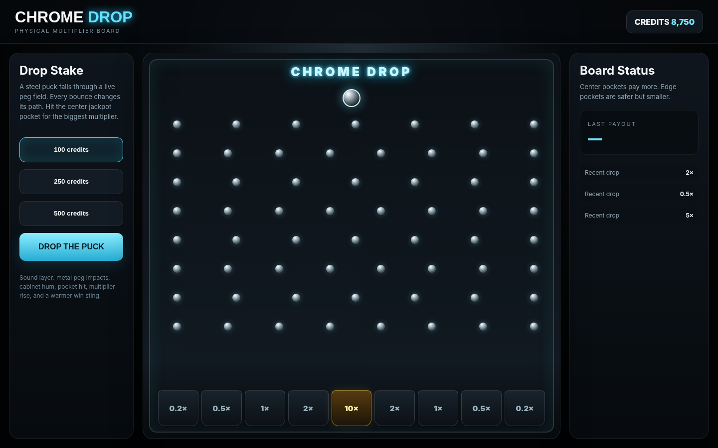 Chrome Drop metal puck multiplier board
